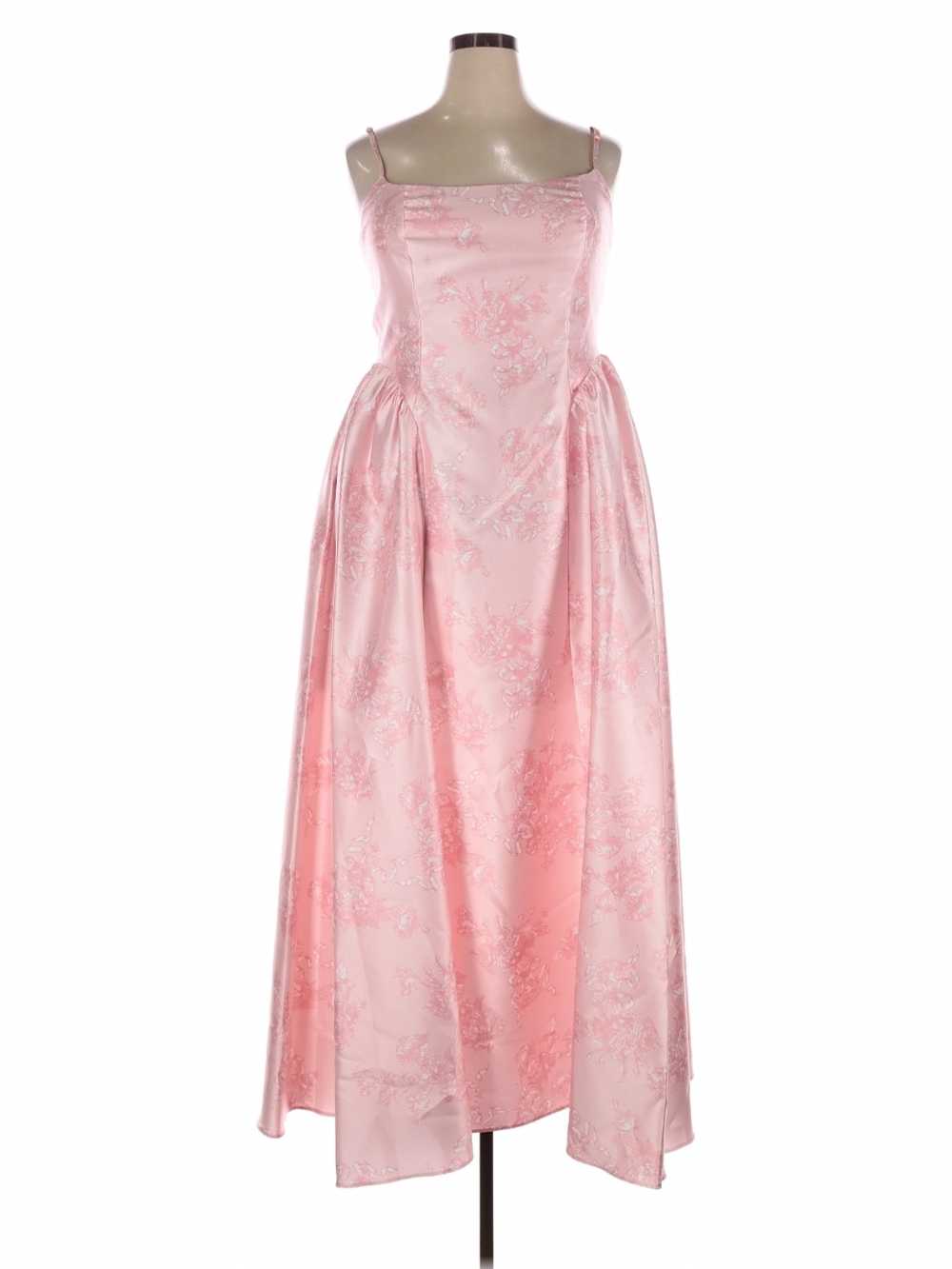 Dessy Collection Pink Satin Floral Prom Princess Gown Size 18